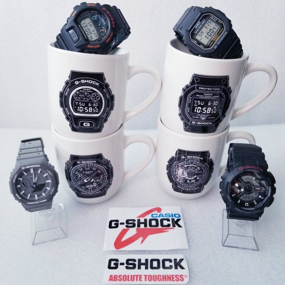 Casio G-Shock set of 4 iconic model custom 12oz ceramic coffee cup Pay 3 get 4